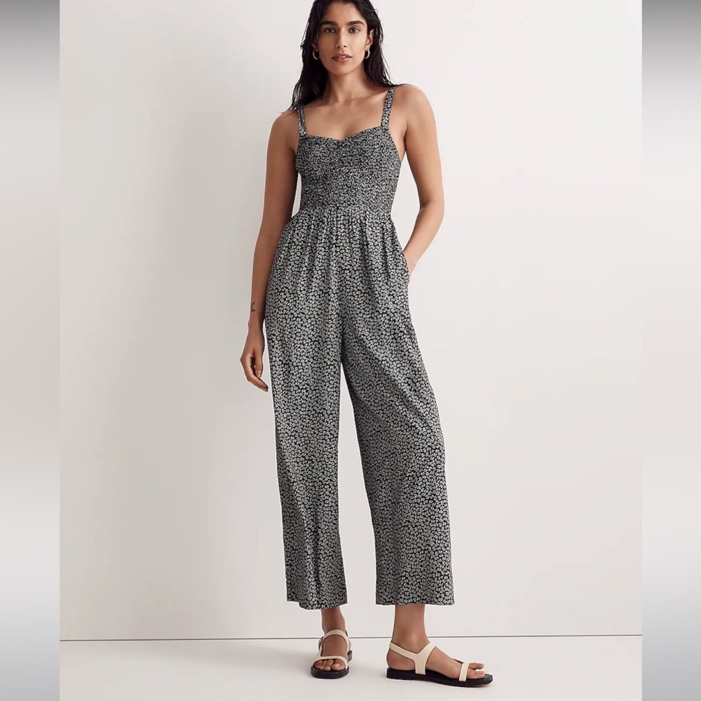 MADEWELL Lucie Wide Leg Jumpsuit In Micro Daisy